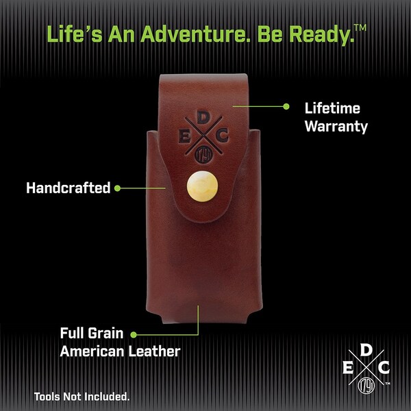 1791 Everyday Carry Leather Sheath for Large Multitool with Snap Closure & Easy-Slide Belt Attachment - WEB-HD-ES-SLS-CHN-A