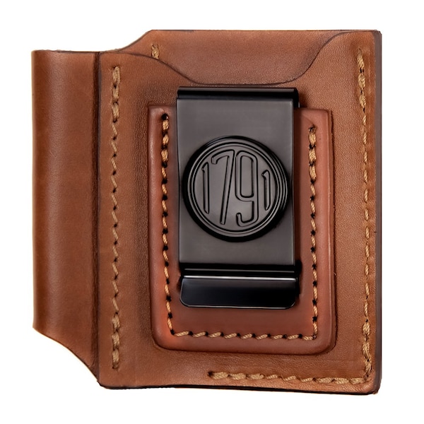 1791 Everyday Carry Leather Tool Pouch for Multitool, Pen / Pen Light, Cash / Cards & Action-Clip Belt Attachment - WEB-AC-DUO-CHN-A