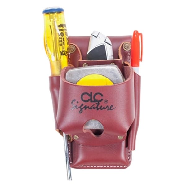 Custom Leathercraft CLC Signature Elite Series Heavy-Duty Hammer/Tool Holder, 4-Pocket, Leather, Chestnut - 21464