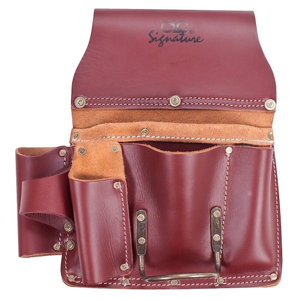 Custom Leathercraft Signature Elite Tool Pouch, 11-Pocket, Leather, Brown, 3 in W - 21485