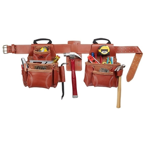 Clc Tool Works Signature Series Tool Belt, 29 to 46 in Waist, Leather, Tan, 15-Pocket - 21448