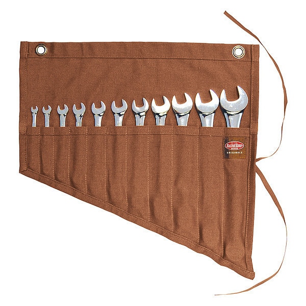 Bucket Boss Tool Pouch, Wrench Roll, Brown, Canvas, 11 Pockets - 70003
