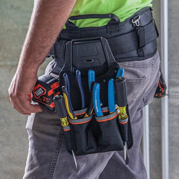 Klein Tools Belt, Tradesman Proâ„¢ Modular Tool Belt - L, Black, Ballistic Polyester and Leather - 55919