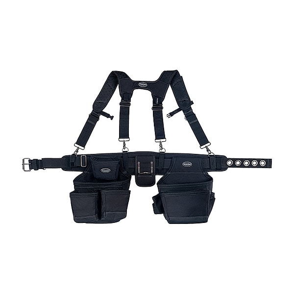 Bucket Boss Tool Belt, Tool Rig, Black, Nylon, 19 Pockets - 57100