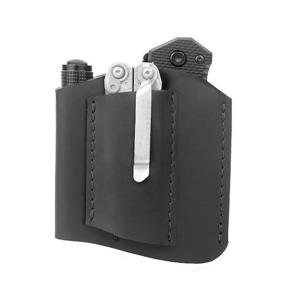 1791 Everyday Carry Leather Pocket Tool Organizer for Multitool, Flashlight, Pen and Accessory for Pocket Carry - WEB-PK-CMF-BLK-A