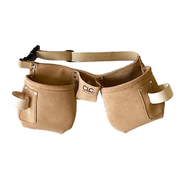 Clc CLC 12 pocket Suede Leather Tool and Nail Bag with Belt Beige - 710X