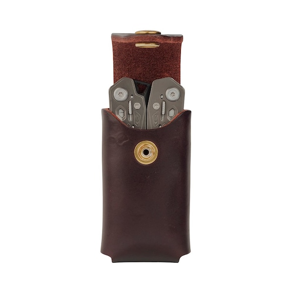 1791 Everyday Carry Leather Sheath for S/M Multitool with Snap Closure & Easy-Slide Belt Attachment - WEB-ST-ES-SLS-BUR-A