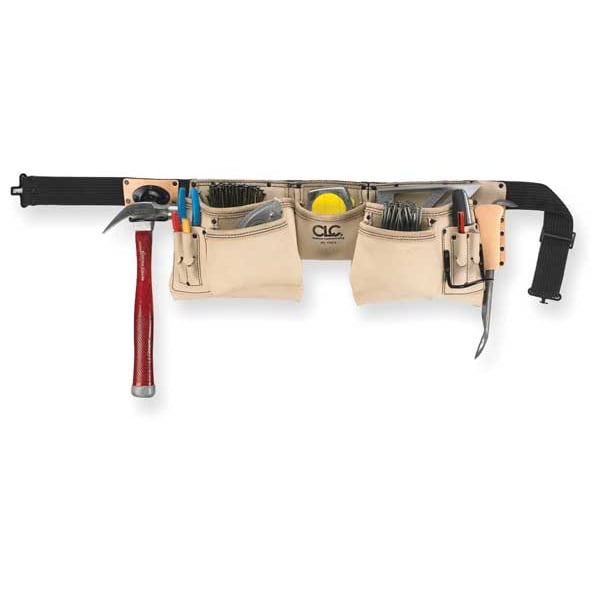 Clc Work Gear Tool Apron, Tool Belt, White, Top Grain Leather, 12 Pockets - 174274