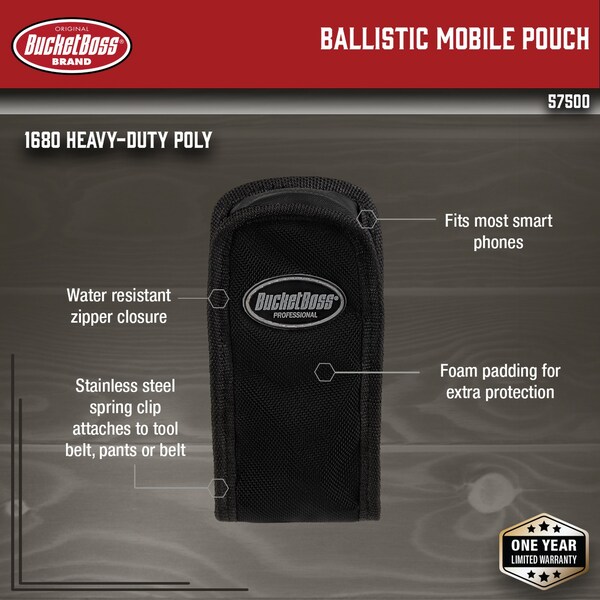 Bucket Boss Cell Phone Holder, Ballistic Fabric - 57500