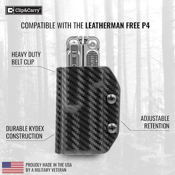 Clip & Carry Kydex Sheath for the Leatherman Free P4, LP4-CF-RED - LP4-CF-RED