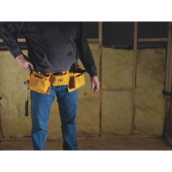 Clc Work Gear Tool Pouch, Tool Holster, Tan, Leather, 3 Pockets - DRL91