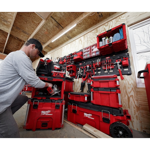 Milwaukee Tool PACKOUT Tool Cabinet, Black/Red, Polymer, 19-1/2 in W x 14-1/2 in D x 15 in H - 48-22-8445