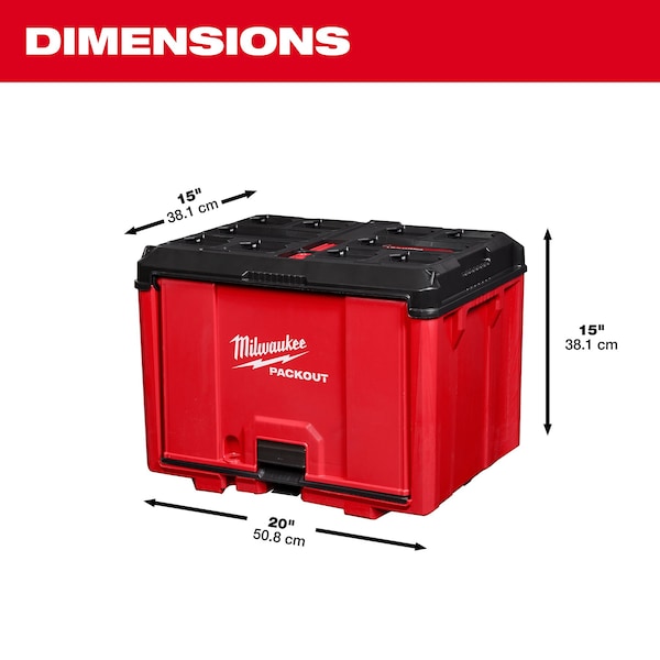 Milwaukee Tool PACKOUT Tool Cabinet, Black/Red, Polymer, 19-1/2 in W x 14-1/2 in D x 15 in H - 48-22-8445