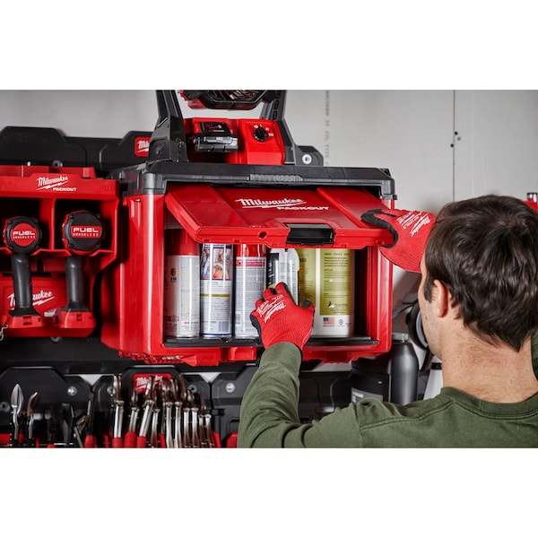 Milwaukee Tool PACKOUT Tool Cabinet, Black/Red, Polymer, 19-1/2 in W x 14-1/2 in D x 15 in H - 48-22-8445