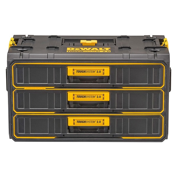 Dewalt ToughSystem 2.0 3-Drawer Tool Box, Plastic, Black/Yellow, 22 in W x 12 in D x 12-1/2 in H - DWST08330