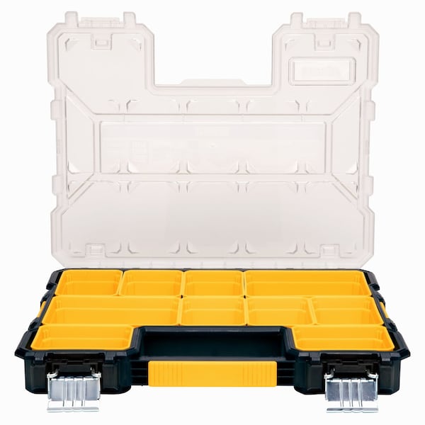Dewalt Pro Small Parts Organizer, Plastic, Black/Yellow, 17-1/2 in W x 3 in D x 14 in H - DWST14925