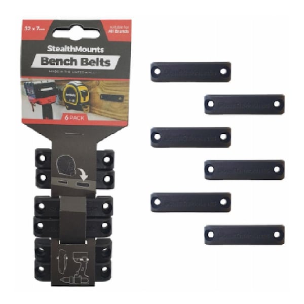 Opciones Bench Belt Universal Utility Tool Holster Clip, Black, 6PK - OP3856780