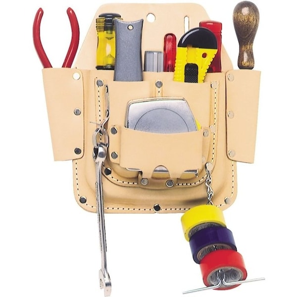 Clc Work Gear Pouch, CLC Tool Works W438 Tool Pouch, 6-Pocket, Leather, Tan, Tan, Leather - W438
