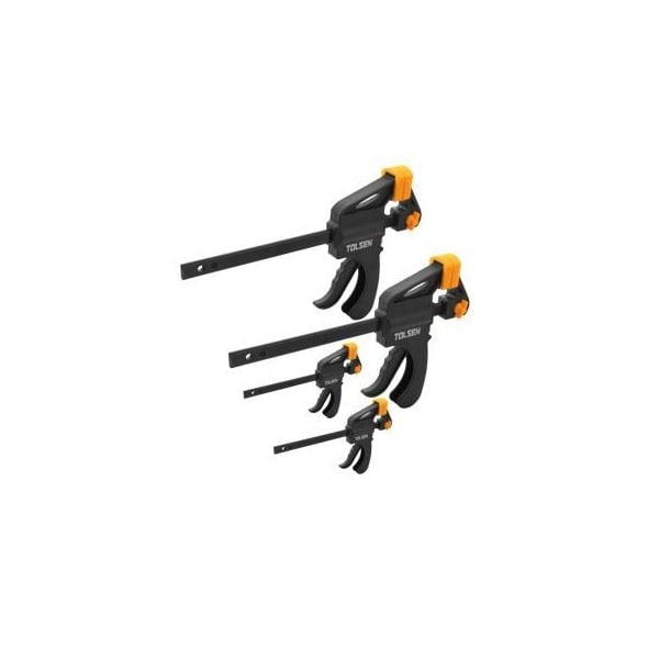 Tolsen 4Pc Ratchet Bar Clamp Set, Hard Plastic Body, Black Bar, Soft Non-Marking Pads - 10209