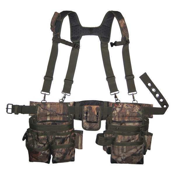 Bucket Boss Tool Belt, Suspension Rig, Camo, 600 Poly Ripstop Fabric, 28 Pockets - 85035