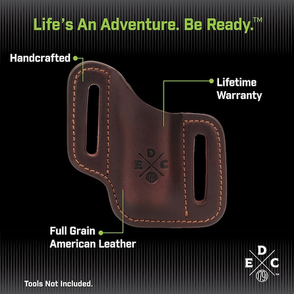 1791 Everyday Carry Leather Sheath for S/M Multitool & Easy-Slide Belt Attachment - WEB-ST-ES-SLC-BUR-L