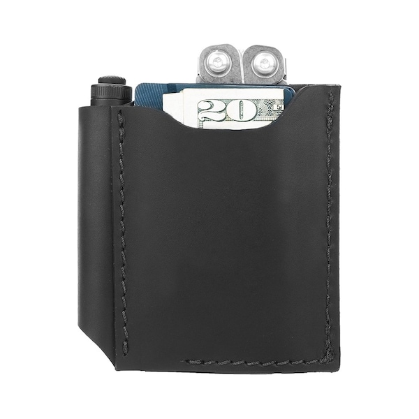 1791 Everyday Carry Leather Pocket Tool Pouch for Multitool, Pen / Pen Light, Cash / Cards for Pocket Carry - WEB-PK-DUO-BLK-A