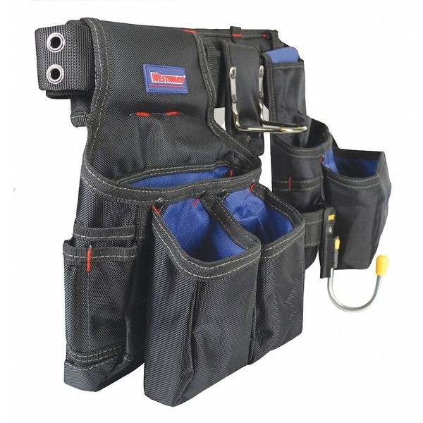 Westward Tool Belt, Tool Belt, Blue, Black, 600D Polyester, 13 Pockets - 5MZL1