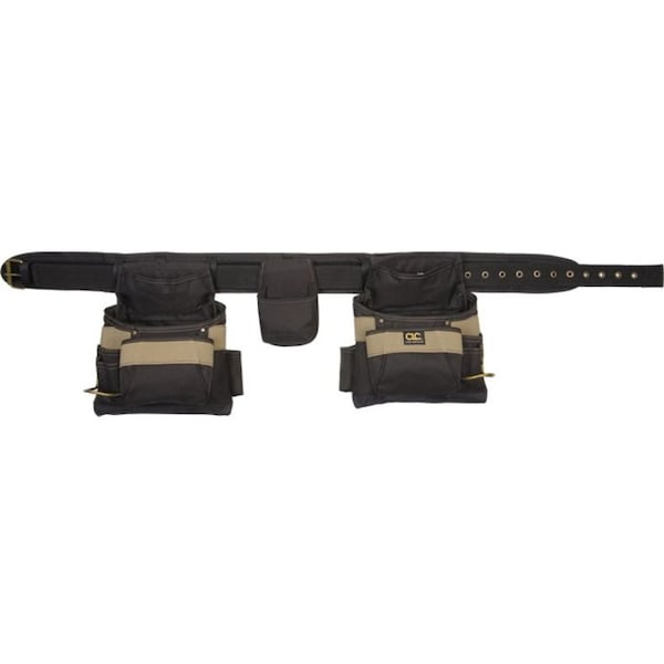 Clc Work Gear Tool Belt, Tool Belt, Black, Polyester, 16 Pockets - 1604
