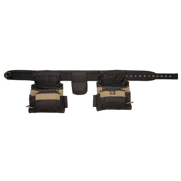 Clc Work Gear Tool Belt, Tool Belt, Black, Polyester, 16 Pockets - 1604