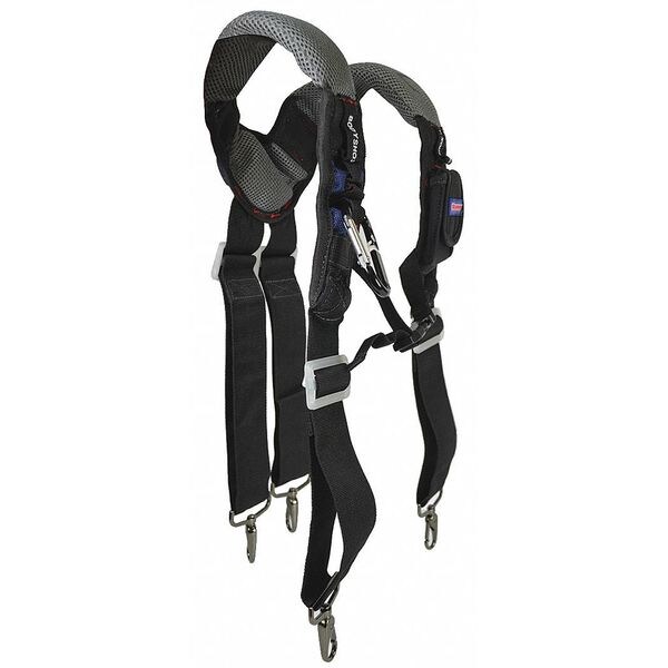 Westward Tool Suspenders, Tool Belt Suspenders, Black, Gray, Polyester, 1 Pockets - 5MZP4