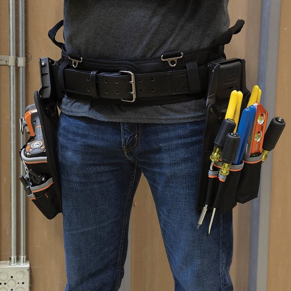 Klein Tools Belt, Tradesman Proâ„¢ Modular Tool Belt - M, Black, Ballistic Polyester and Leather - 55918