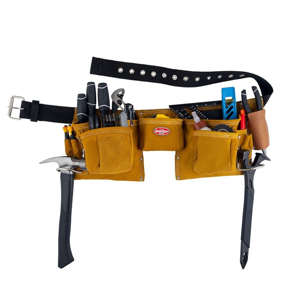 Bucket Boss Tool Apron, Suede Leather Apron, 11 Pocket, Suede Leather, 11 Pockets - 55149