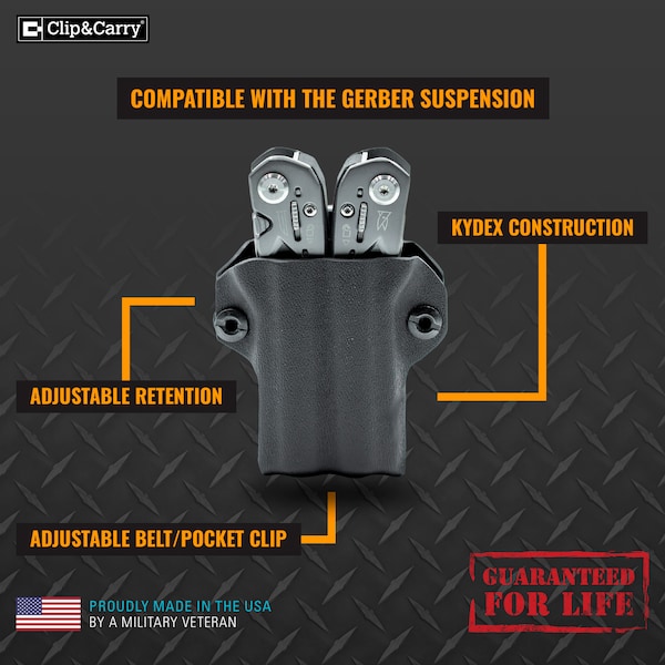 Clip & Carry Kydex Sheath for the Gerber Suspension, GSUSP-CF-RED - GSUSP-CF-RED