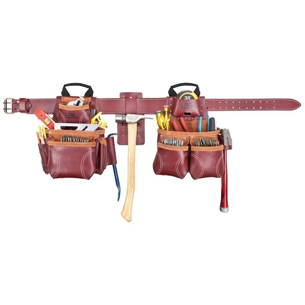 Clc Work Gear Signature Elite Series Tool Belt Combo System, 40 to 52 in Waist, 62 in L, Leather, Chestnut - 21453X