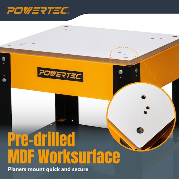 Powertec Planer Stand with Wheels, 23-1/16 in. x 20-1/8 in. x 29.5 in. Melamine MDF Table Top - UT1008