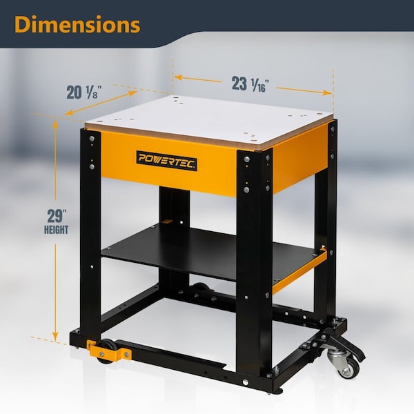 Powertec Planer Stand with Wheels, 23-1/16 in. x 20-1/8 in. x 29.5 in. Melamine MDF Table Top - UT1008