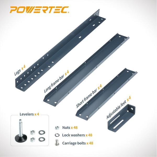 Powertec Router Table Stand, 400lb Capacity Heavy Duty Base with Adjustable Legs and Levelers - UT1006