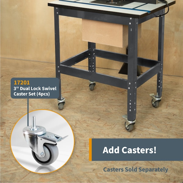 Powertec Router Table Stand, 400lb Capacity Heavy Duty Base with Adjustable Legs and Levelers - UT1006