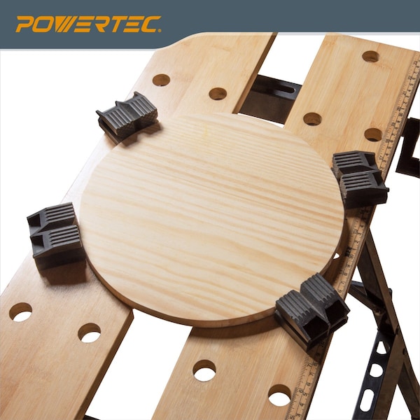 Powertec Deluxe Bamboo Workbench Top, Portable Project Center and Vise Tool w/4 Bench Dogs - MT4006V