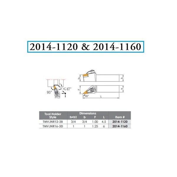 H & H Industrial Products MVJNR 12-3B Turning & Profiling Tool Holder - New Rigid Clamp Design - 2014-1120