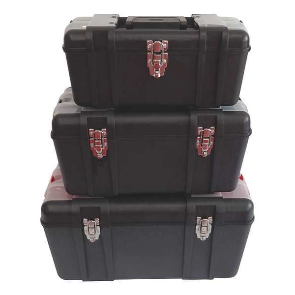 Zoro Select MJ Tool Box Set, Plastic, Black, 16", 19", 23" W x 9", 9", 12" D x 8", 10", 13" H - 24Y988