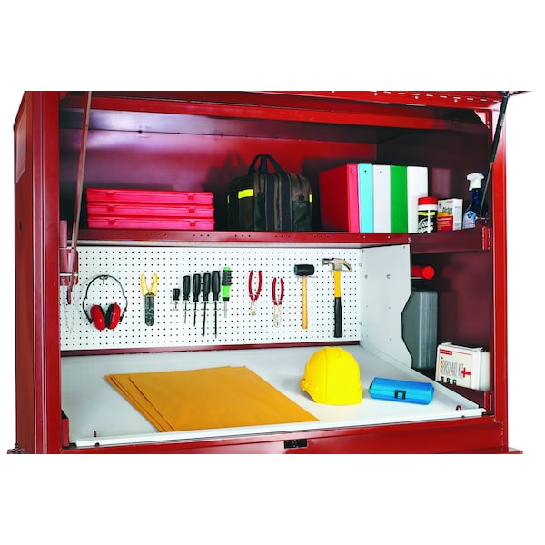 Crescent Jobox Jobsite Field Office, Heavy-Duty, Steel, Lockable Desktop, Hanging Pegs, 63" W x 42" D x 80" H - 1-674990