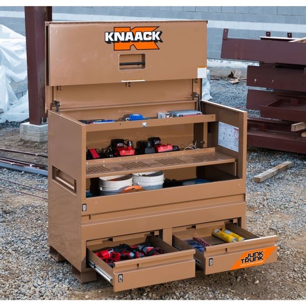 Knaack Model 89-D STORAGEMASTER Piano-Style Jobsite Box, Tan, 60" W x 30" D x 49" H - 89-D
