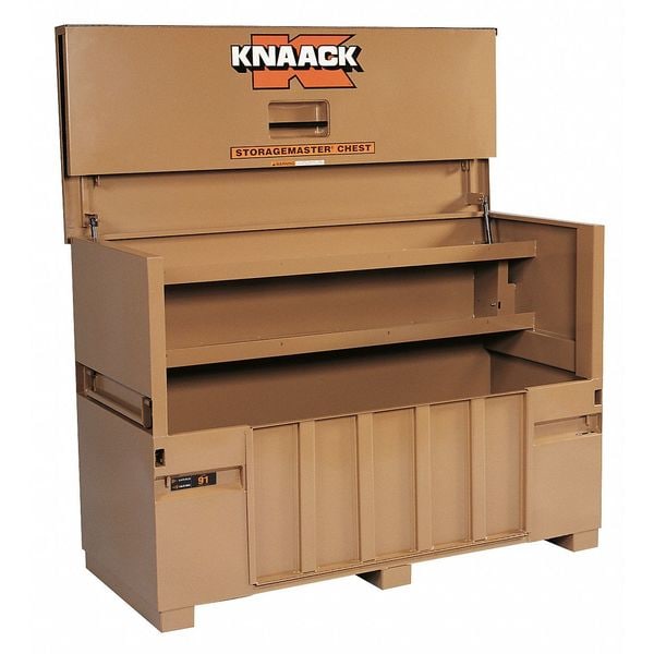 Knaack Model 91 STORAGEMASTER Piano-Style Jobsite Box, Tan, 72" W x 30" D x 49" H - 91