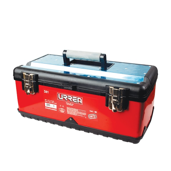 Urrea Tool Box, Steel, Black, 20 in W x 11 in D x 8-1/2 in H - D61