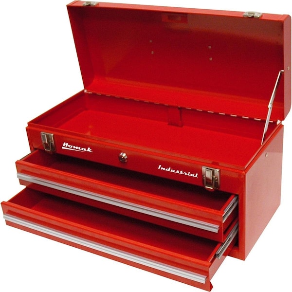 Homak Friction Tool Box, Red, 20 in W x 9-3/4 in D x 8-1/2 in H - HO297195