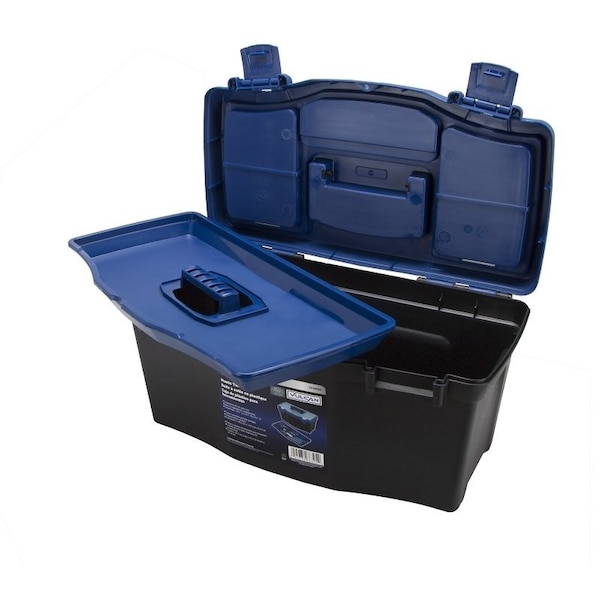 Vulcan Tool Box, 17-7/8 in L x 8-3/4 in W x 6-1/2 in H, Plastic, Black/Blue, 7-Compartment - 320100