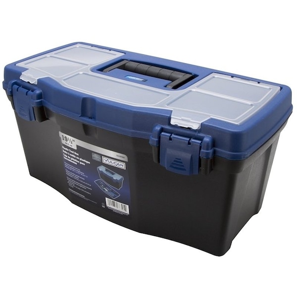Vulcan Tool Box, 17-7/8 in L x 8-3/4 in W x 6-1/2 in H, Plastic, Black/Blue, 7-Compartment - 320100