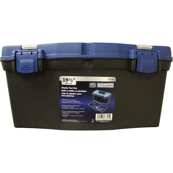 Vulcan Tool Box, 17-7/8 in L x 8-3/4 in W x 6-1/2 in H, Plastic, Black/Blue, 7-Compartment - 320100