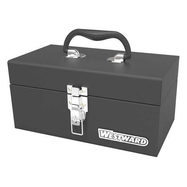 Westward WESTWARD Tool Box, Steel, Black, 12 in W x 6-1/2 in D x 5-1/2 in H - 44ZJ83